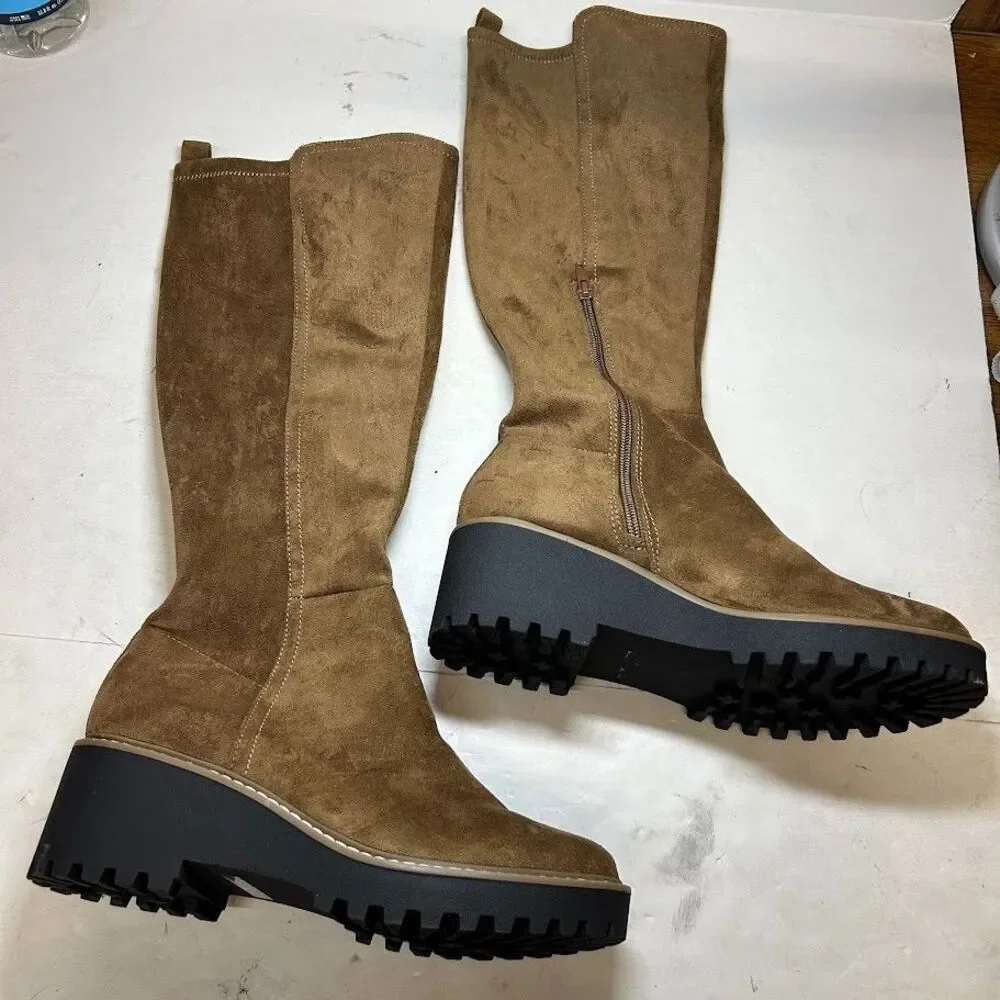 Dolce Vita Womens 8.5 M Cognac Brown Risky Lug Wedge Boots DISPLAY QY4